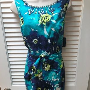 NWT Ellen Tracy stretch cotton rhinestone dress 8